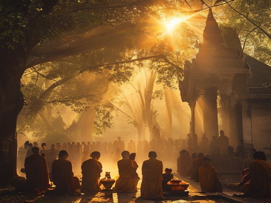 แสงธรรมยามรุ่งอรุณ: รอยยิ้มแห่งศรัทธาในวันสำคัญทางพุทธศาสนา